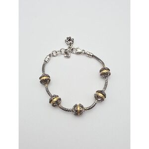 Vintage BRIGHTON Signed 'Del Sol' Bracelet Silver‎ & Gold Plate Ball FREE $HIP!!